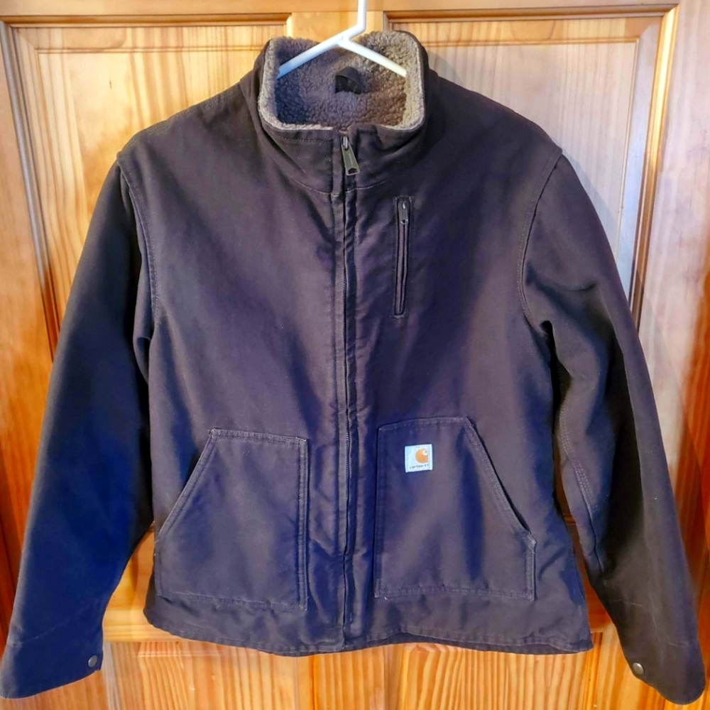 Womens Carhartt Loose Fit Firm Duck Flannel Lined Active Jacket Coat